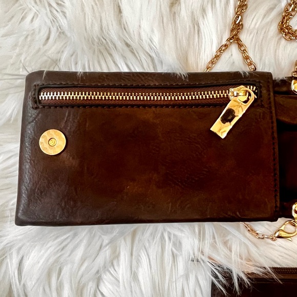 Brown Crossbody Wallet and Gold Link Chain with Matching Coin Purse NWOT - Picture 6 of 8